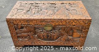 MaxSold Auction: Hand Carved solid Camphor wood Chest - Oakville (Ontario, Canada) PARTNER MANAGED Estate Sale Online Auction - Lakeshore Road West (Shipping Available)                     
