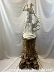 MaxSold Auction: Large Carved Alabaster Statue of Diana on Ornate Gilded Wood Stand - Oakville (Ontario, Canada) PARTNER MANAGED Estate Sale Online Auction - Lakeshore Road West (Shipping Available)                     