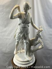 MaxSold Auction: Large Carved Alabaster Statue of Diana on Ornate Gilded Wood Stand - Oakville (Ontario, Canada) PARTNER MANAGED Estate Sale Online Auction - Lakeshore Road West (Shipping Available)                     