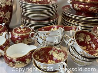 MaxSold Auction: Large Wedgwood China Set &#34;Ruby Tonquin&#34; Pattern - Oakville (Ontario, Canada) PARTNER MANAGED Estate Sale Online Auction - Lakeshore Road West (Shipping Available)                     
