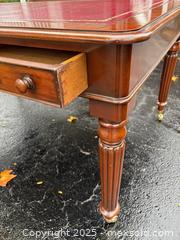 MaxSold Auction: MAHOGANY Library Table on Casters with Three Drawers and Leather Swivel Armchair - Oakville (Ontario, Canada) PARTNER MANAGED Estate Sale Online Auction - Lakeshore Road West (Shipping Available)                     
