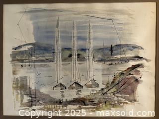 MaxSold Auction: Original Alfred Birdsey Watercolor Signed Bermuda Harbor - Oakville (Ontario, Canada) PARTNER MANAGED Estate Sale Online Auction - Lakeshore Road West (Shipping Available)                     