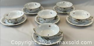 MaxSold Auction: Set of 6 HEREND &#34;Rothschild Bird&#34; Pattern Porcelain Soup Bowls and Saucers - Oakville (Ontario, Canada) PARTNER MANAGED Estate Sale Online Auction - Lakeshore Road West (Shipping Available)                     