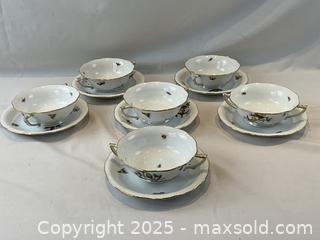 MaxSold Auction: Set of 6 HEREND &#34;Rothschild Bird&#34; Pattern Porcelain Soup Bowls and Saucers - Oakville (Ontario, Canada) PARTNER MANAGED Estate Sale Online Auction - Lakeshore Road West (Shipping Available)                     