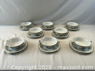 MaxSold Auction: Set of 8 HEREND &#34;Morning Glory&#34; Soup Bowls with Saucers - Oakville (Ontario, Canada) PARTNER MANAGED Estate Sale Online Auction - Lakeshore Road West (Shipping Available)                     