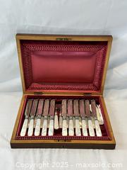 MaxSold Auction: Sheffield Sterling Silver Dessert Cutlery Set, with Mother of Pearl Handles in original fitted case - Oakville (Ontario, Canada) PARTNER MANAGED Estate Sale Online Auction - Lakeshore Road West (Shipping Available)                     