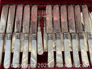 MaxSold Auction: Sheffield Sterling Silver Dessert Cutlery Set, with Mother of Pearl Handles in original fitted case - Oakville (Ontario, Canada) PARTNER MANAGED Estate Sale Online Auction - Lakeshore Road West (Shipping Available)                     