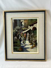 MaxSold Auction: Signed Antonio Cutino (1905-1984) Original Oil on Canvas titled: &#34;Market Scene 1&#34;  Companion to Lot 117 - Oakville (Ontario, Canada) PARTNER MANAGED Estate Sale Online Auction - Lakeshore Road West (Shipping Available)                     