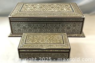MaxSold Auction: Two Hand Crafted Mother of Pearl Inlaid Persian Boxes  - Oakville (Ontario, Canada) PARTNER MANAGED Estate Sale Online Auction - Lakeshore Road West (Shipping Available)                     