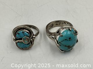 MaxSold Auction: Two Sterling Silver Navajo style Turquoise Rings. Both Size 7.5 - Oakville (Ontario, Canada) PARTNER MANAGED Estate Sale Online Auction - Lakeshore Road West (Shipping Available)                     