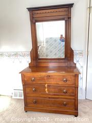 MaxSold Auction: Antique Wooden Dresser with Mirror - Toronto (Ontario, Canada) SELLER MANAGED Downsizing Online Auction - Grenview Boulevard South