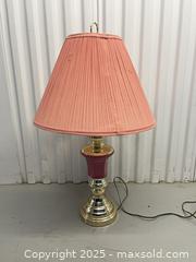 MaxSold Auction: Vintage Lamp with Pink Lampshade and Accent - Markham (Ontario, Canada) SELLER MANAGED Downsizing Online Auction - Alden Road (STORAGE)
