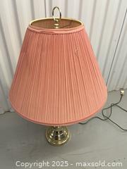 MaxSold Auction: Vintage Lamp with Pink Lampshade and Accent - Markham (Ontario, Canada) SELLER MANAGED Downsizing Online Auction - Alden Road (STORAGE)