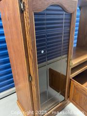 MaxSold Auction: Vintage Solid Wood TV Console Unit with Glass Door - Markham (Ontario, Canada) SELLER MANAGED Downsizing Online Auction - Alden Road (STORAGE)