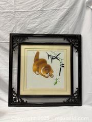 MaxSold Auction: Framed Chinese Silk Embroidery Art – Cat and Grasshopper 24” x 24” - Millbrae (California, USA) SELLER MANAGED Estate Sale Online Auction - El Camino Real