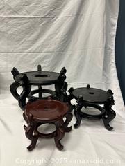 MaxSold Auction: Lot of 3 Asian Wooden Vase/Ornament Display Stands - Millbrae (California, USA) SELLER MANAGED Estate Sale Online Auction - El Camino Real