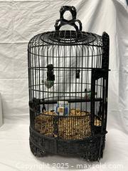 MaxSold Auction: Vintage Chinese Carved Wooden Birdcage with Porcelain Feeders - Millbrae (California, USA) SELLER MANAGED Estate Sale Online Auction - El Camino Real