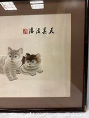 MaxSold Auction: Vintage Framed Chinese Silk Embroidery Art Two Cats (Chips at the Frame) - Millbrae (California, USA) SELLER MANAGED Estate Sale Online Auction - El Camino Real