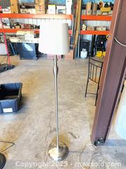 MaxSold Auction: Brushed Nickel floor Lamp with Off-White Drum Fabric Shade - Garden City (Georgia, USA) SELLER MANAGED Downsizing Online Auction -  Bryce Industrial Drive
