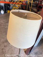 MaxSold Auction: Brushed Nickel floor Lamp with Off-White Drum Fabric Shade - Garden City (Georgia, USA) SELLER MANAGED Downsizing Online Auction -  Bryce Industrial Drive