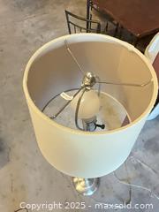 MaxSold Auction: Brushed Nickel floor Lamp with Off-White Drum Fabric Shade - Garden City (Georgia, USA) SELLER MANAGED Downsizing Online Auction -  Bryce Industrial Drive