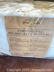 MaxSold Auction: Embroidered Sleigh &#38; Reindeer Holiday Fleecesheet set, Full Size- new, plus foe tree &#38; jar - Garden City (Georgia, USA) SELLER MANAGED Downsizing Online Auction -  Bryce Industrial Drive