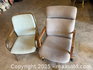 MaxSold Auction: Office Chair with Wooden Arms + Upholstered Armchair - Garden City (Georgia, USA) SELLER MANAGED Downsizing Online Auction -  Bryce Industrial Drive