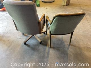 MaxSold Auction: Office Chair with Wooden Arms + Upholstered Armchair - Garden City (Georgia, USA) SELLER MANAGED Downsizing Online Auction -  Bryce Industrial Drive
