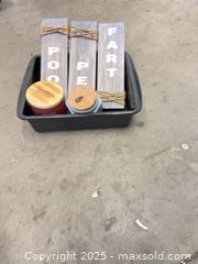 MaxSold Auction: Set of 3 Rustic Bathroom Wall Signs with Jute, PEE POOP FART - Garden City (Georgia, USA) SELLER MANAGED Downsizing Online Auction -  Bryce Industrial Drive