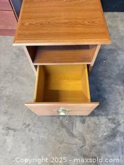 MaxSold Auction: Small Particleboard Side Table / Nightstand (approx. 18 x 16 x 24 in) - Garden City (Georgia, USA) SELLER MANAGED Downsizing Online Auction -  Bryce Industrial Drive