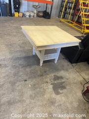 MaxSold Auction: Solid Wood Counter-Height Square Table with Storage Base - Garden City (Georgia, USA) SELLER MANAGED Downsizing Online Auction -  Bryce Industrial Drive