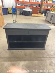 MaxSold Auction: Solid Wood Matte Black Media Console, 2 Drawers, 2 Shelves (missing fixture on draw) - Garden City (Georgia, USA) SELLER MANAGED Downsizing Online Auction -  Bryce Industrial Drive