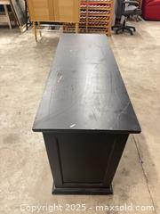 MaxSold Auction: Solid Wood Matte Black Media Console, 2 Drawers, 2 Shelves (missing fixture on draw) - Garden City (Georgia, USA) SELLER MANAGED Downsizing Online Auction -  Bryce Industrial Drive