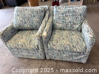 MaxSold Auction: Two Upholstered Swivel Chairs with covers - Garden City (Georgia, USA) SELLER MANAGED Downsizing Online Auction -  Bryce Industrial Drive