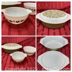 MaxSold Auction: Vintage Pyrex bowl and Casserole dish with lid Crazy Daisy - Coquitlam (British Columbia, Canada) SELLER MANAGED Downsizing Online Auction - Delestre Avenue                 