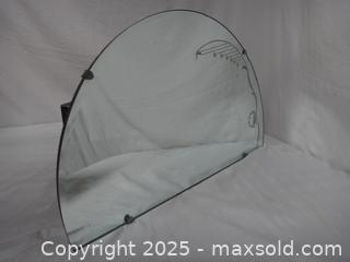 MaxSold Auction: VINTAGE HALF CIRCLE ETCHED MIRROR - Ajax (Ontario, Canada) SELLER MANAGED Downsizing Online Auction - Noake Crescent