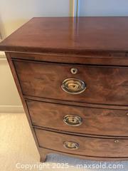 MaxSold Auction:  Mahogany Bow Front Chest with French Feet, circa 1790    C  - London (Ontario, Canada) PARTNER MANAGED Downsizing Online Auction - Bloomfield Drive