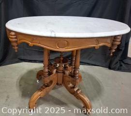 MaxSold Auction: Marble Top Oval Table on wheels - Frederick (Maryland, USA) PARTNER MANAGED Reseller Online Auction -  English Muffin Way