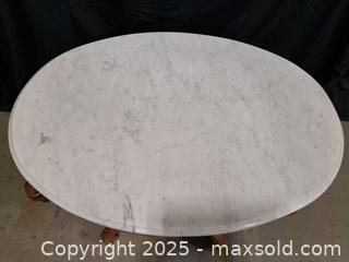 MaxSold Auction: Marble Top Oval Table on wheels - Frederick (Maryland, USA) PARTNER MANAGED Reseller Online Auction -  English Muffin Way