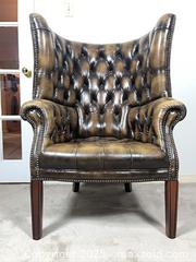 MaxSold Auction: Vintage Chesterfield Wingback Leather Armchair with Ottoman - Ottawa (Ontario, Canada) PARTNER MANAGED Estate Sale Online Auction - Killeen Avenue