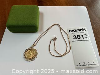 MaxSold Auction: 1911 Sovereign Pendant With Gold Chain - Kingston (Ontario, Canada) PARTNER MANAGED Downsizing Online Auction - Metcalfe Avenue