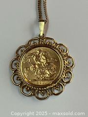 MaxSold Auction: 1911 Sovereign Pendant With Gold Chain - Kingston (Ontario, Canada) PARTNER MANAGED Downsizing Online Auction - Metcalfe Avenue