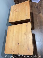 MaxSold Auction: Batten House Pair Solid Wood Bedside / End Tables, Light Honey - Carleton Place  (Ontario, Canada) SELLER MANAGED Downsizing Online Auction -Goodwood Crescent