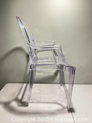 MaxSold Auction: Clear Acrylic Louis Ghost Armchair, Modern Transparent Design - Carleton Place  (Ontario, Canada) SELLER MANAGED Downsizing Online Auction -Goodwood Crescent
