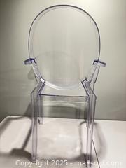 MaxSold Auction: Clear Acrylic Louis Ghost Armchair, Modern Transparent Design - Carleton Place  (Ontario, Canada) SELLER MANAGED Downsizing Online Auction -Goodwood Crescent