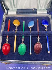 MaxSold Auction: Vintage Norway Aksel Holmsen Norne Guilloche Enamel Demitasse Spoons - Ottawa (Ontario, Canada) SELLER MANAGED Reseller Online Auction -  Decarie Drive