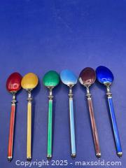 MaxSold Auction: Vintage Norway Aksel Holmsen Norne Guilloche Enamel Demitasse Spoons - Ottawa (Ontario, Canada) SELLER MANAGED Reseller Online Auction -  Decarie Drive