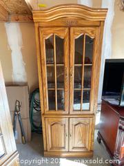 MaxSold Auction: Light Oak Corner Display Cabinet with Glass Doors and Interior Lighting - Vaughan (Ontario, Canada) SELLER MANAGED Downsizing Online Auction -  Kingsbridge Circle