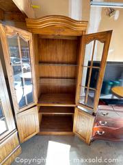 MaxSold Auction: Light Oak Corner Display Cabinet with Glass Doors and Interior Lighting - Vaughan (Ontario, Canada) SELLER MANAGED Downsizing Online Auction -  Kingsbridge Circle