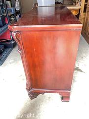 MaxSold Auction: Ornate Mahogany Serpentine Front Chest with Carved Details - Vaughan (Ontario, Canada) SELLER MANAGED Downsizing Online Auction -  Kingsbridge Circle